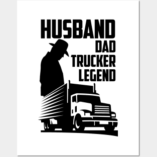 Husband Dad Trucker Legend Posters and Art